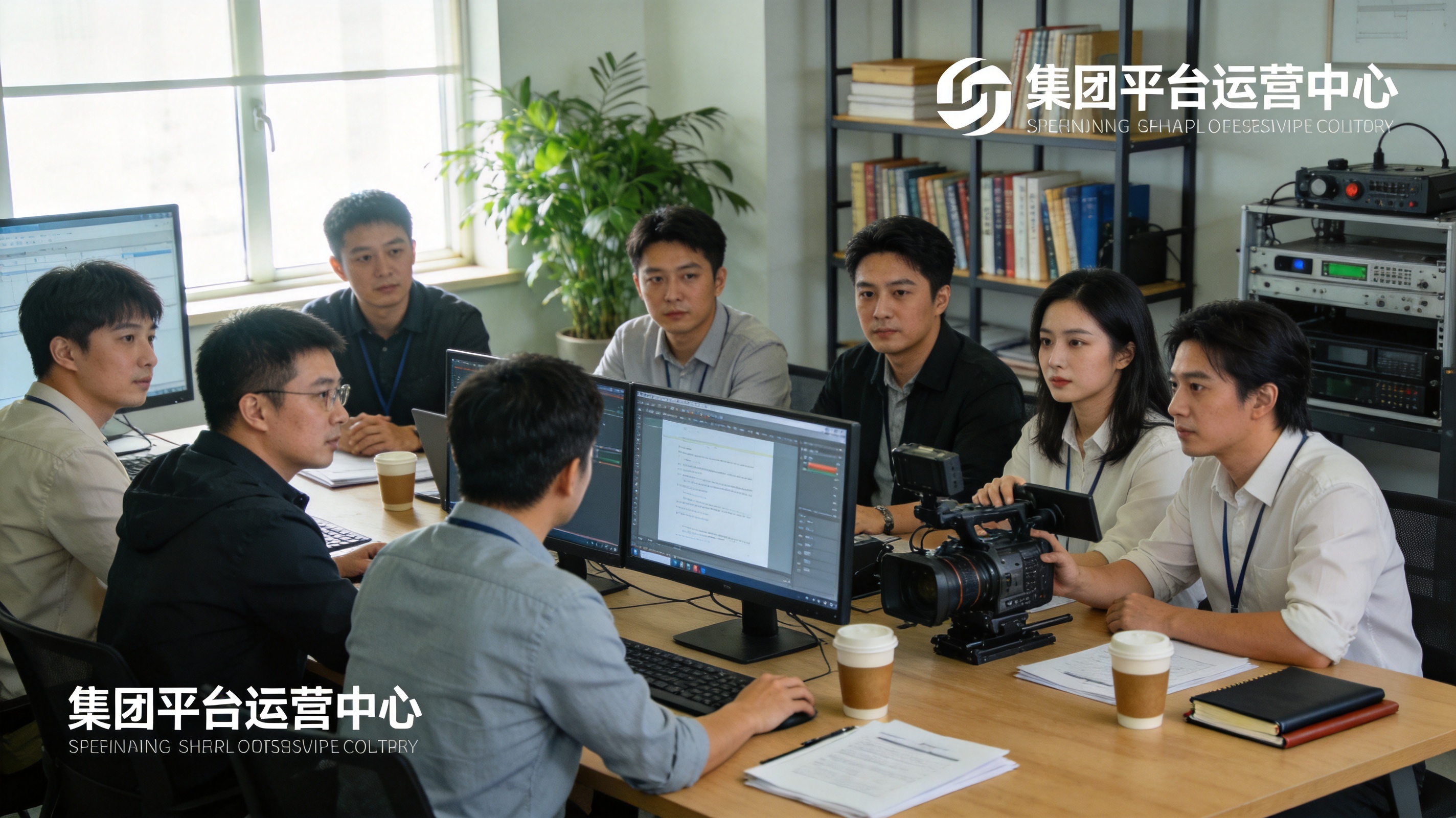 PA视讯集团平台运营中心，展示团队协作与内容制作场景